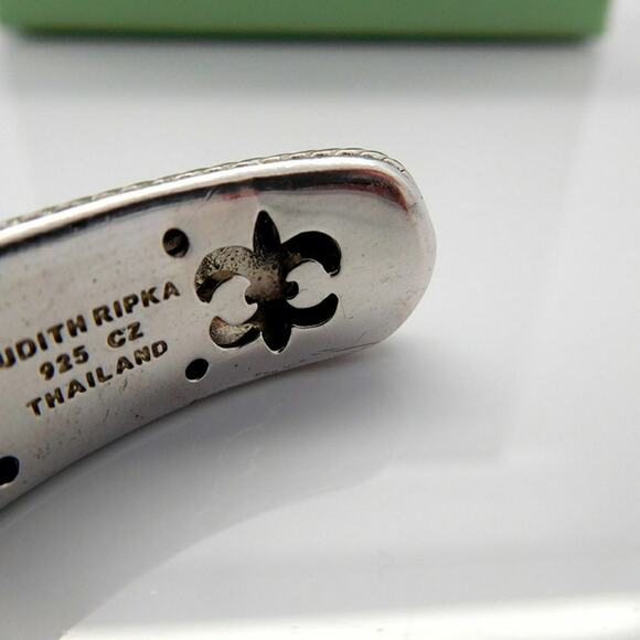 Judith Ripka CZ Sterling Silver Hinged Cuff Bracelet Medium 7in - Picture 5 of 5